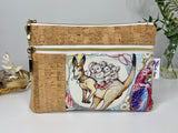 May's Tales Double Zip Cork Clutch